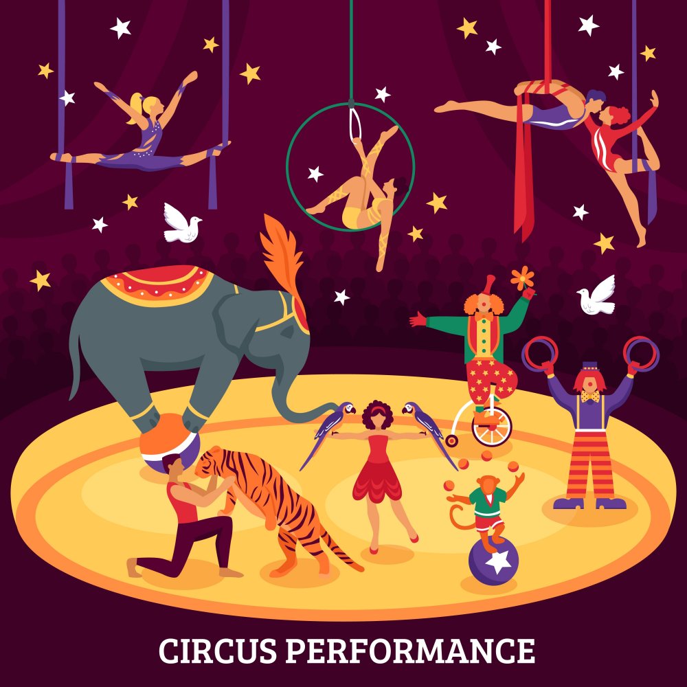 Цирковое представление иллюстрации