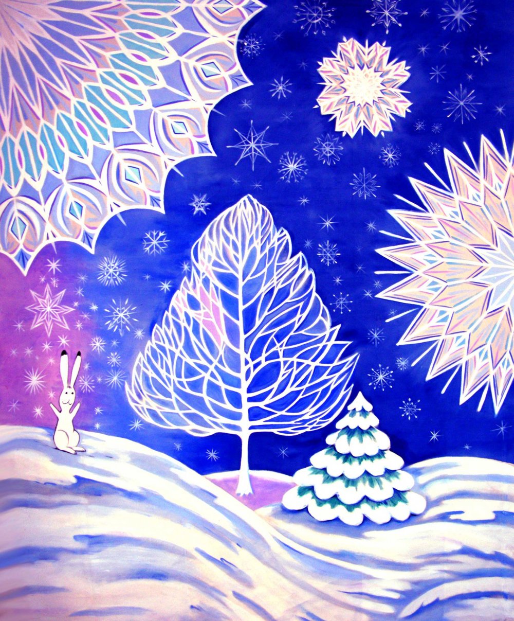 Зимний лес декорации Рисованные