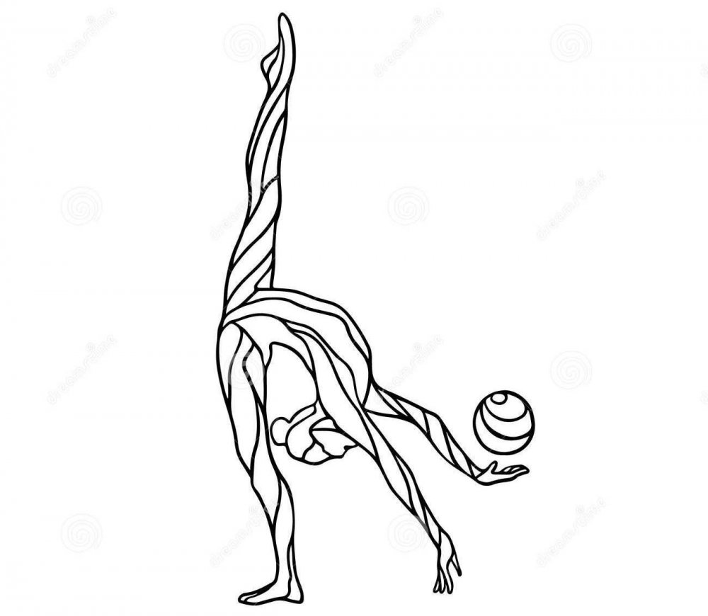 Раскраска гимнастика художественная с мячом
