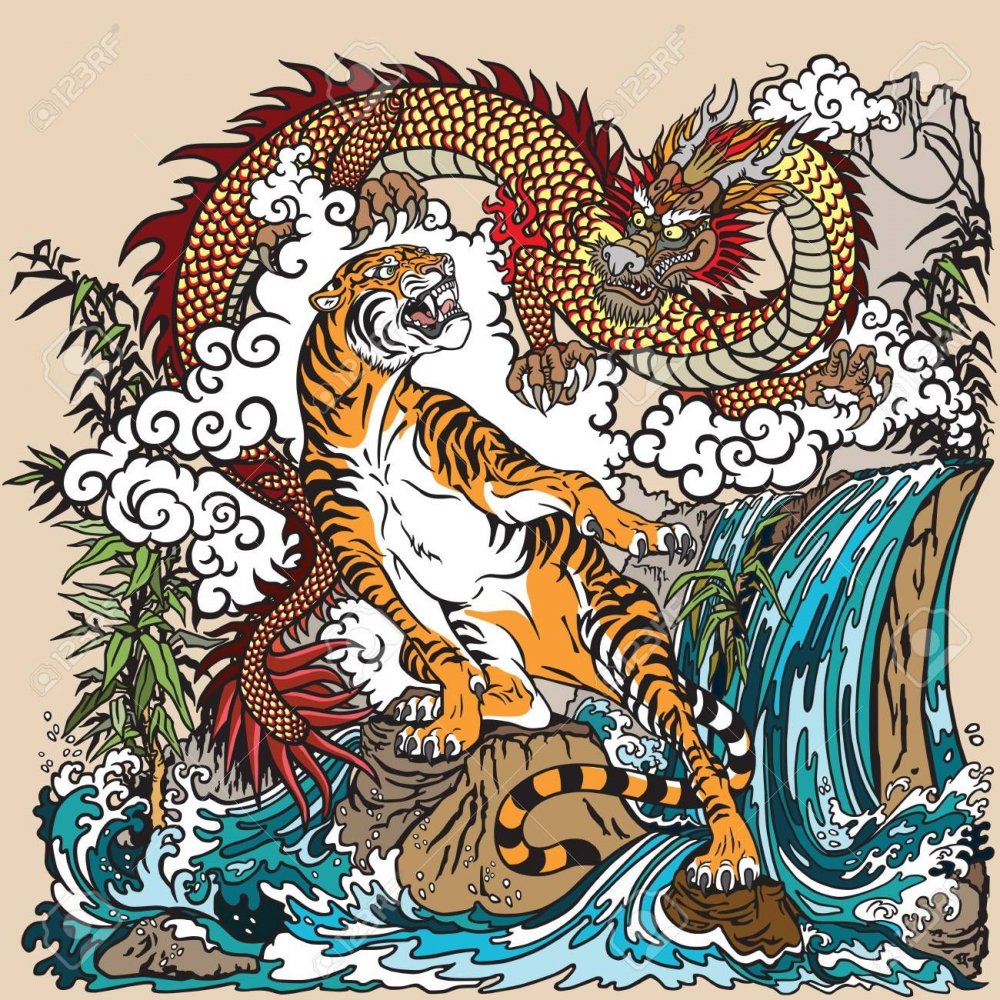Китайская живопись Феникс черепаха дракон тигр