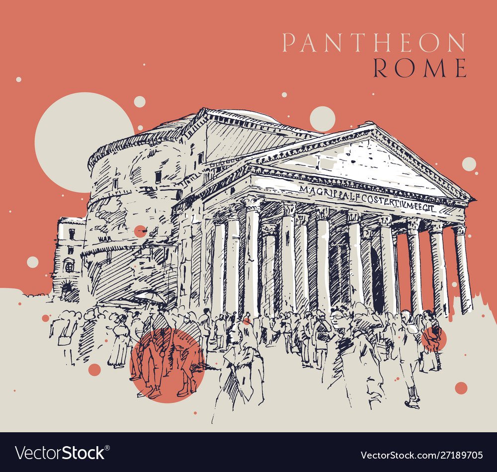 Римский Пантеон эскиз на руке