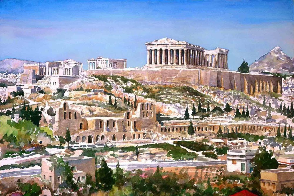 Город афины рисунок