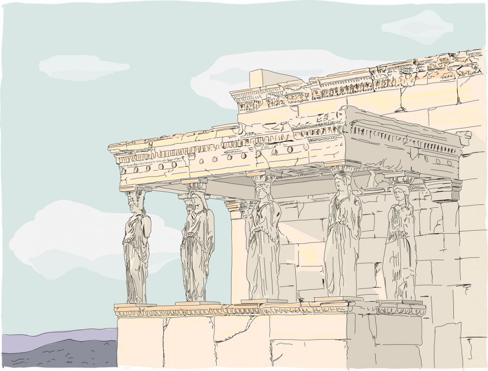 Кариатиды храма Эрехтейон реконструкция
