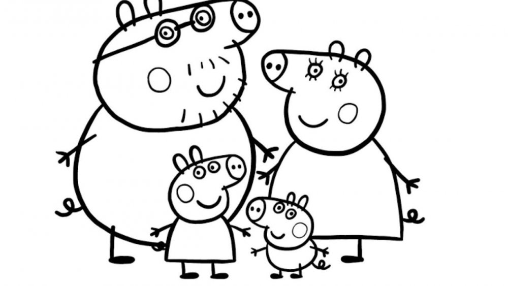 Свинка Пеппа семья раскраска