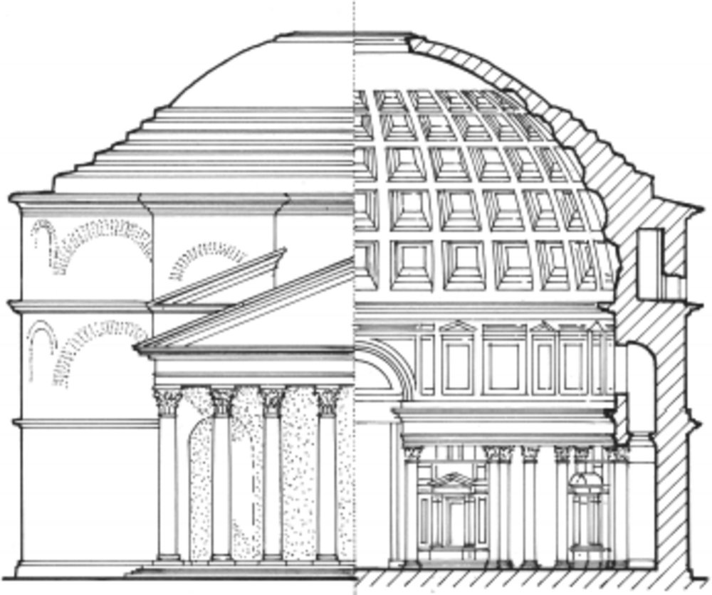 Пантеон в Риме чертежи