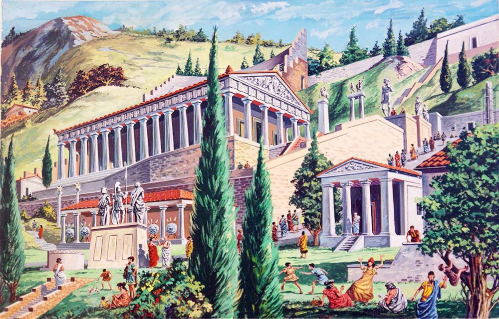 Храм в Дельфах в древней Греции