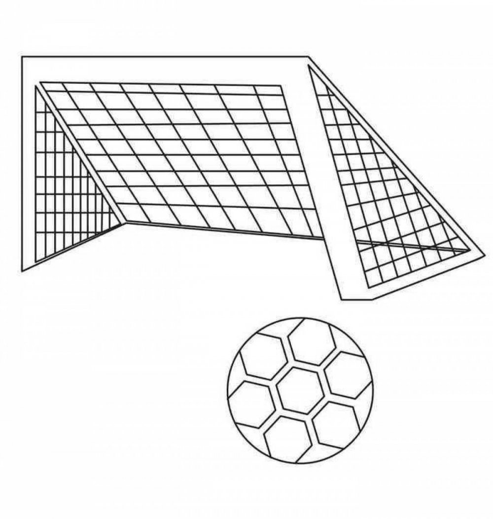 Футбольный мяч с воротами раскраска