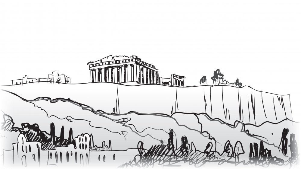 Город древней Греции в карандаше