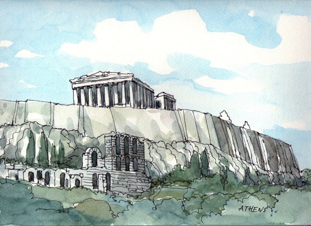 Акрополь Греция рисунок