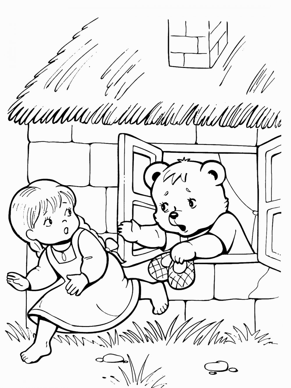 Иллюстрация к сказке три медведя раскраска