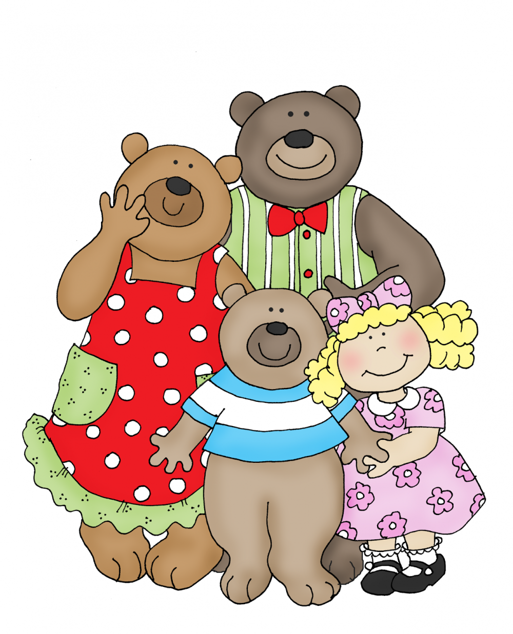 Семья мультяшных медведей