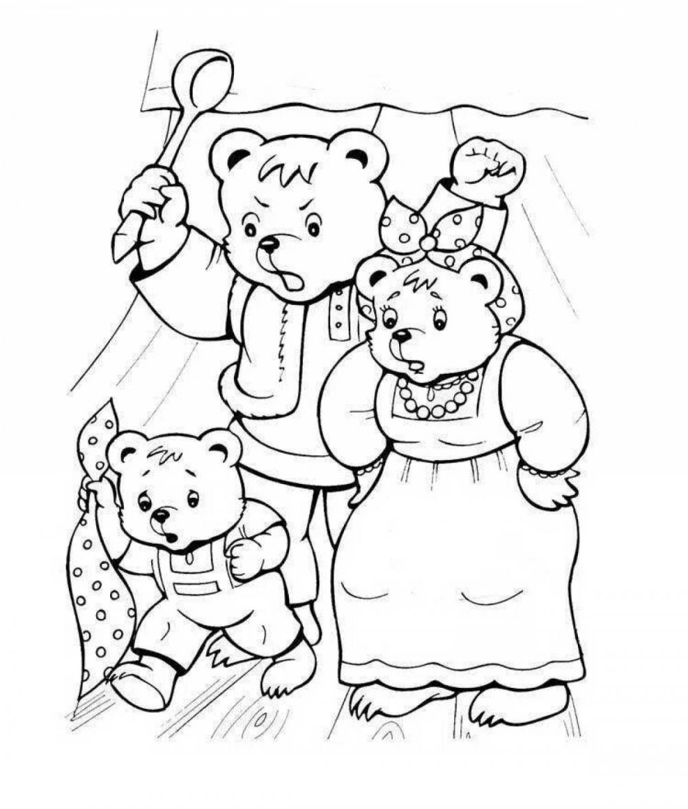 Сказка-раскраска "три медведя"