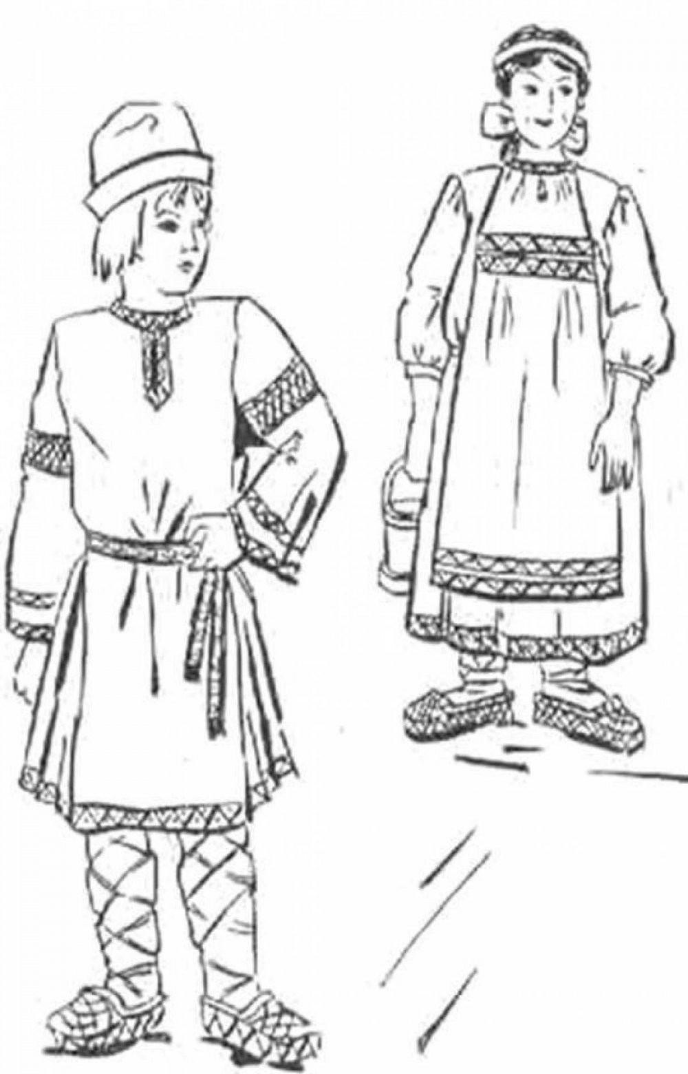 Русский народный костюм мужской рисунок