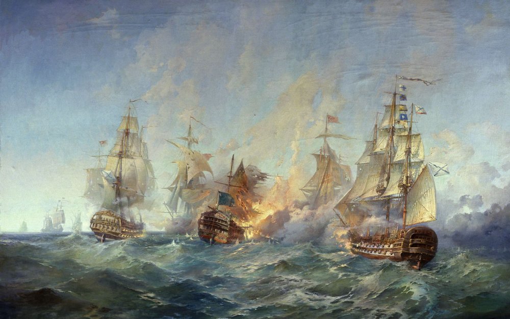 Картина а. Блинкова «сражение у острова Тендра 28-29 августа 1790 года»