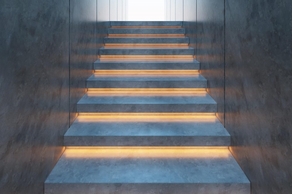 Лестница плитка с подсветкой