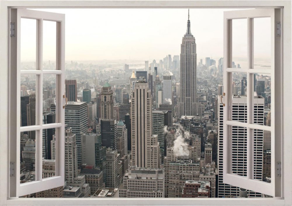 Фотообои окно в Нью-Йорк