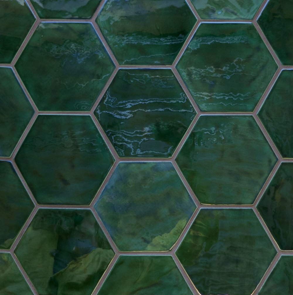 Плитка мозаика Гексагон зеленая