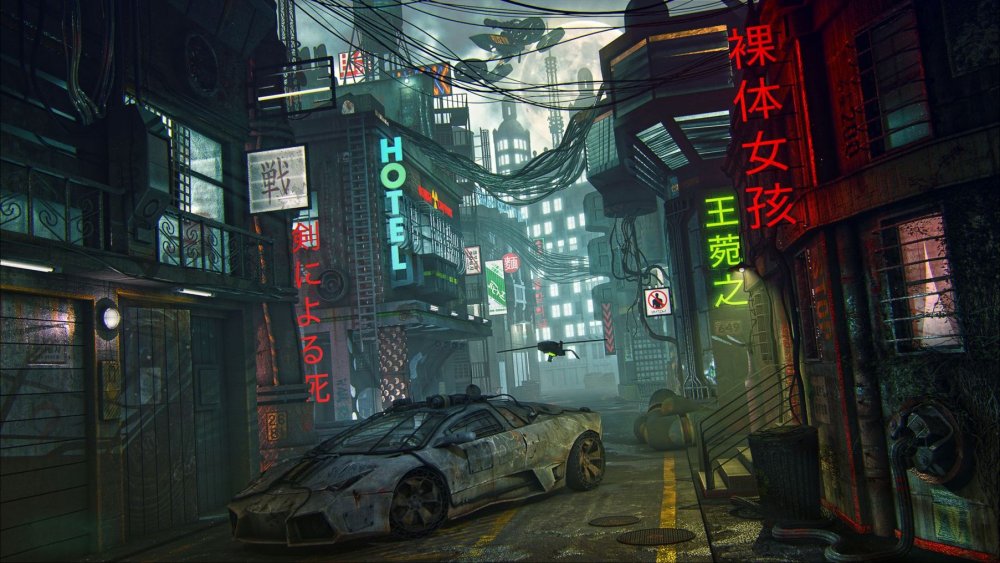 Cyberpunk City Art Япония