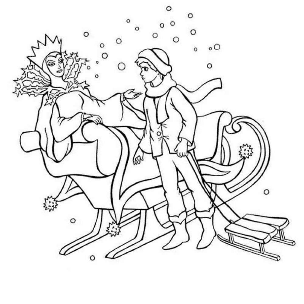 Раскраска Снежная Королева из сказки Кай и Герда